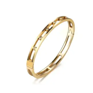 32B-E-6 Gold Hollow Diamond Bracelet