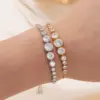 Wholesale Glam Round Stainless Steel Copper 18k Gold Plated Rose Gold Plated Silver Plated Zircon Bracelets In Bulk