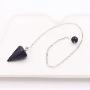 Blue Sand / Tapered Natural Stone + Silver White Chain