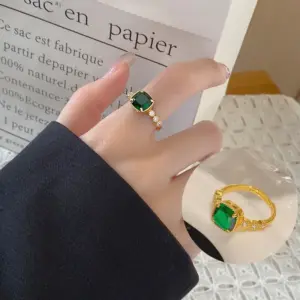 Gold Emerald Zircon Ring