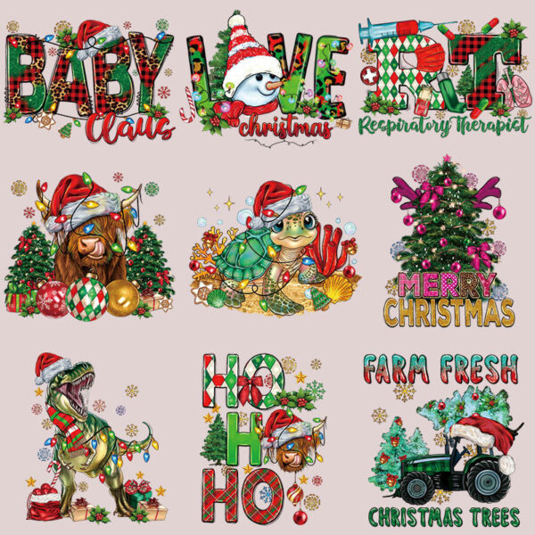 Wholesale Christmas hot stamping in stock clothes UV DTF Ready to Press Transfers Wraps