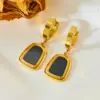Wholesale 304 Stainless Steel Square PVD Coated Acrylic 18K Real Gold Plated Simple Style Classic Style Waterproof Non Tarnish Plating Gold Jewelry Set