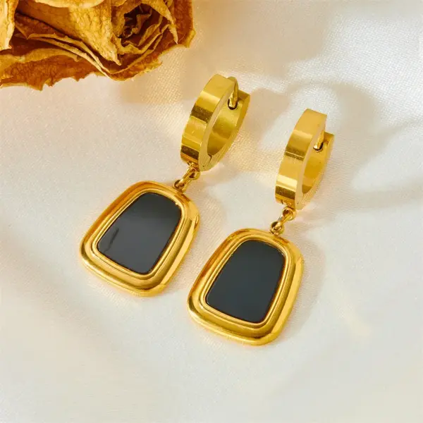 Wholesale 304 Stainless Steel Square PVD Coated Acrylic 18K Real Gold Plated Simple Style Classic Style Waterproof Non Tarnish Plating Gold Jewelry Set