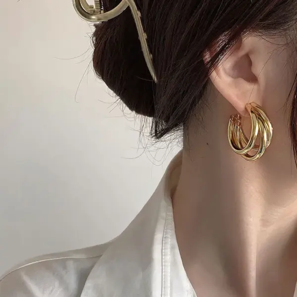 Wholesale 1 Pair Lady Streetwear Geometric Flower Plating Inlay Copper Zircon Earrings