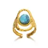 Wholesale Jewelry Retro Devil's Eye Heart Shape 304 Stainless Steel Turquoise Plating Open Rings