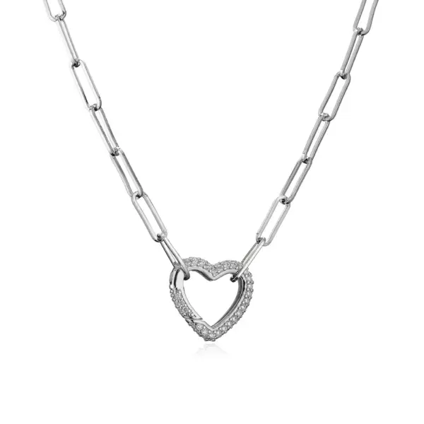 Wholesale Fashion Micro-inlaid Zircon Peach Heart Cable Chain Copper Necklace Wholesale Nihaojewelry