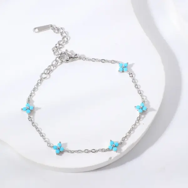 Wholesale Small Flower Zircon Tassel Exquisite Copper Bracelet Unisex Daily Accessories Birthday Gift