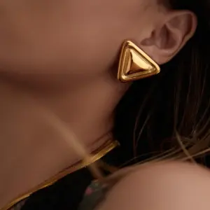 Wholesale 1 Pair Vintage Style Exaggerated Classic Style Triangle Color Block 304 Stainless Steel 18K Gold Plated Ear Studs