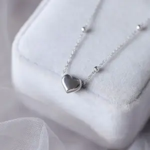 [241] Heart-Shaped Silver Anklet 21 5cm
