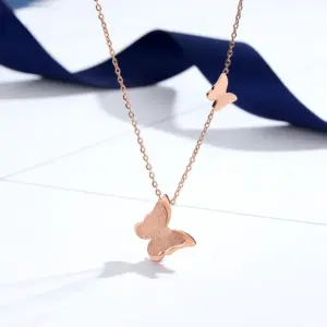 Rose Gold Double Butterfly Necklace