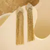 Wholesale PVD Coated Real Gold Plated 18K Gold Tassel 304 Stainless Steel Retro IG Style Waterproof Non Tarnish Drop Earrings