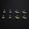 Fashion Round Stainless Steel Inlay Zircon Lip Stud 1 Piece
