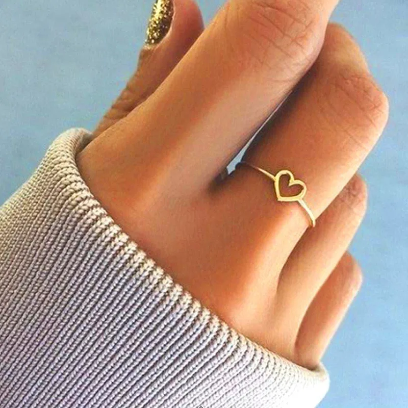 Wholesale Sweet Heart Shape Stainless Steel Hollow Out Rings