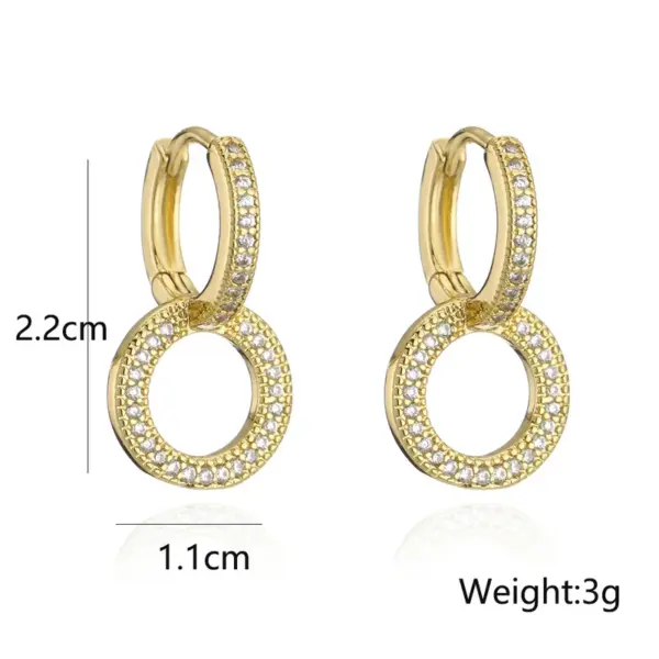 Wholesale Vintage Copper Geometric 18k Gold Micro-set Zircon Earrings Wholesale