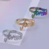 Wholesale PVD Coated Real Gold Plated 18K Gold Letter 304 Stainless Steel Commute Waterproof Non Tarnish Rings