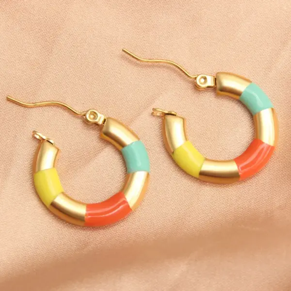 1 Pair IG Style Simple Style Round Plating 304 Stainless Steel Gold Plated Earrings