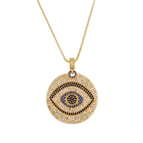 Wholesale Copper Inlaid Zircon Devil'S Eye Copper Necklaces