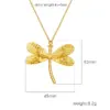 Wholesale 304 Stainless Steel Dragonfly Electroplated Golden Plated Vintage Style Commute Waterproof Non Tarnish Plating Cable Chain Pendant Necklace