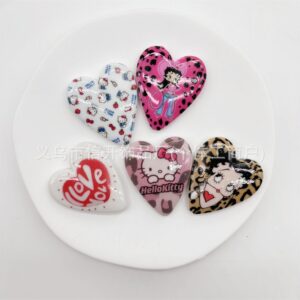 Wholesale Vertical hole big 40*45mm cartoon printed love beaded OLY Exclusive