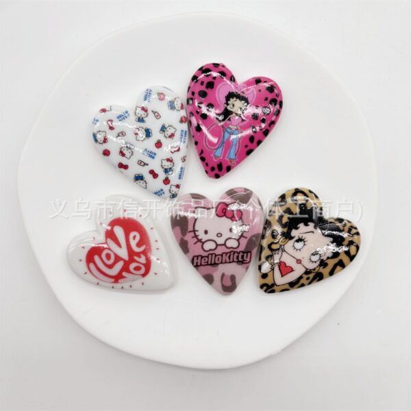 Wholesale Vertical hole big 40*45mm cartoon printed love beaded OLY Exclusive