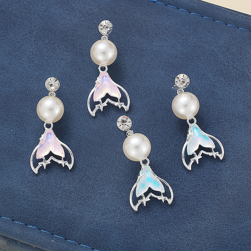 Wholesale Cross-border European and American Mermaid Pearl Earrings Earrings Earrings Diamond Gift Mother's Day Valentine's Day Best Friend Amazon