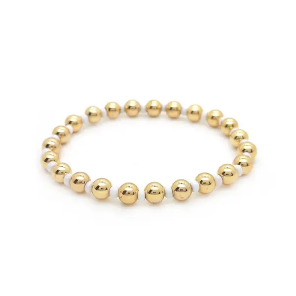 Wholesale Copper Ig Style Color Block Beaded Knitting Bracelets