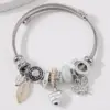 201 Stainless Steel Alloy Heart Shape agoy Electroplated White K Plated Simple Style Bangle