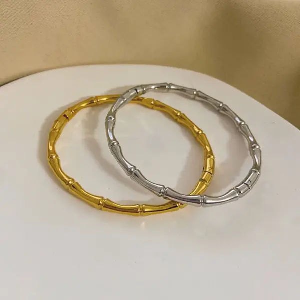 Wholesale Chinoiserie Casual Bamboo Solid Color Titanium Steel Plating Bangle