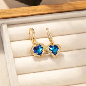 Gold-Plated Sapphire Earrings / Heart Of The Ocean