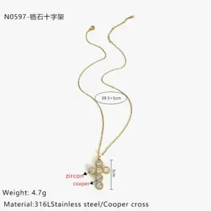 Golden Full Zircon Cross / Average Size