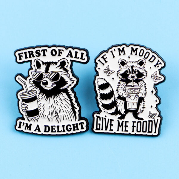 Wholesale Raccoon Alpaca Brooch Quote Cartoon Metal Brooch Badge
