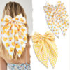 oly-f203dc287cb2c47ac2a3d74223649b28 Wholesale Cartoon Little Yellow Duck Print Double-Layer Bow Spring Clip Long Ribbon Hairpin Back of the Head Top Clip Cute Hair Accessory