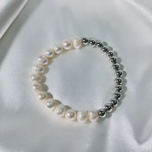 Wholesale Elegant Color Block 304 Stainless Steel Freshwater Pearl Bracelets In Bulk