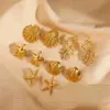 Wholesale 1 Pair Vintage Style Classic Style Scallop Star Starfish Plating 304 Stainless Steel Ear Studs