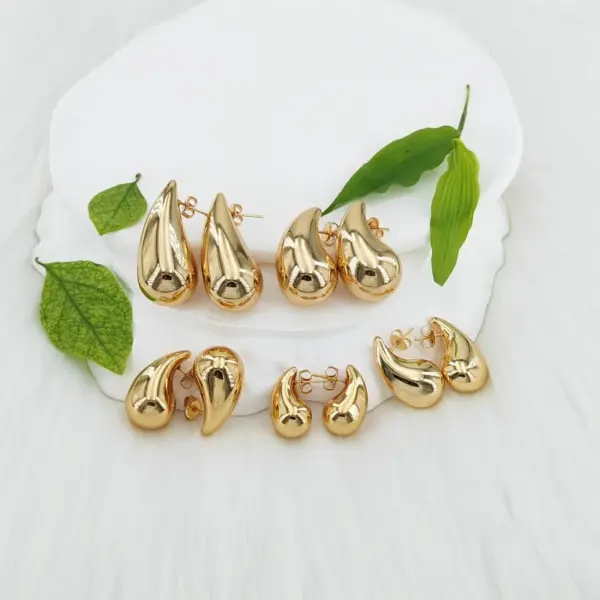 Wholesale Rack Plated Long-Lasting Plated Vacuum Plating 18K Gold Plated 24K Gold Plated Gold Plated Water Droplets 304 Stainless Steel Steel Basic Modern Style Classic Style Ear Studs