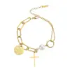 Wholesale Elegant Lady Streetwear Cross Stainless Steel Plating Bracelets