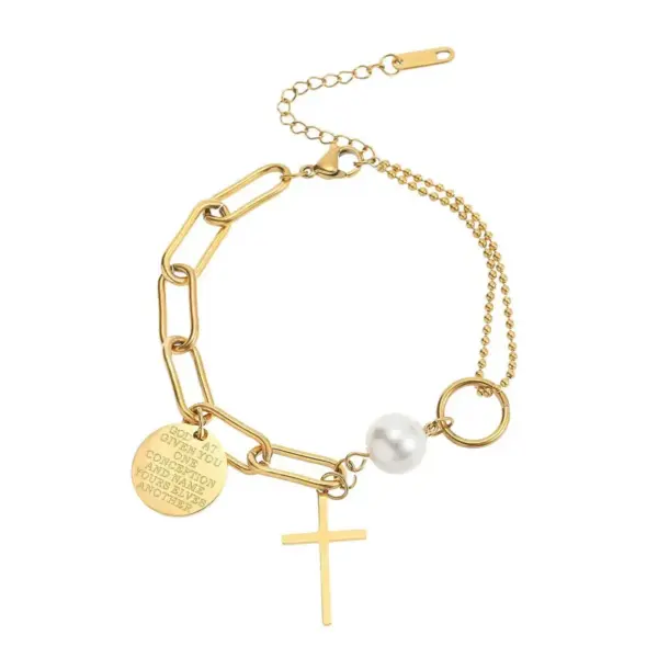 Wholesale Elegant Lady Streetwear Cross Stainless Steel Plating Bracelets