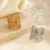 Wholesale Ion Plating (IP) 18K Gold Plated Lines 304 Stainless Steel Artistic Waterproof Non Tarnish Open Rings