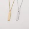 304 Stainless Steel Customization Laser Engraving Rectangle PVD Coated 18K Real Gold Plated Simple Style Waterproof Non Tarnish Polishing Plating Cable Chain Pendant Necklace