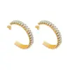 Wholesale PVD Coated Real Gold Plated 18K Gold C Shape 304 Stainless Steel Retro Waterproof Non Tarnish Earrings
