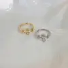 Wholesale 1 Piece Sweet Flower Copper Plating Inlay Zircon Open Ring