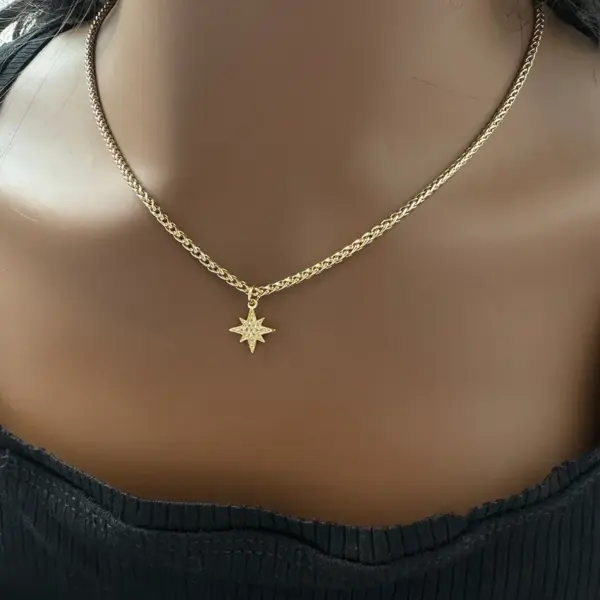 304 Stainless Steel Brass 18K Gold Plated Inlay Hexagram Zircon Necklace