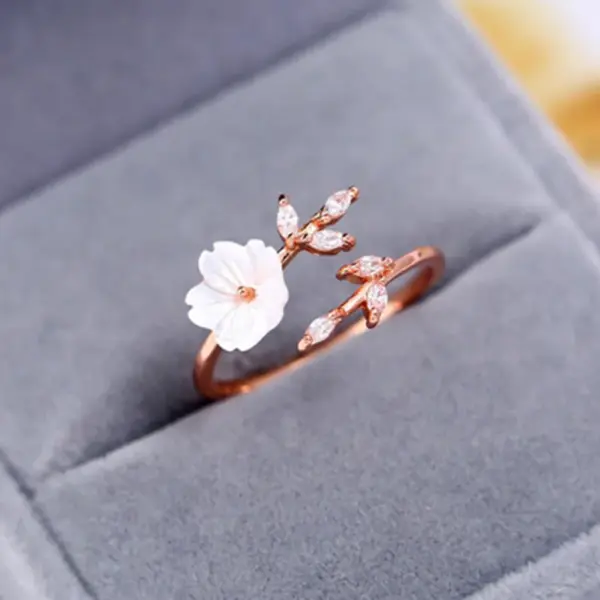 Wholesale Simple Style Flower Copper Inlay Zircon Open Ring 1 Piece