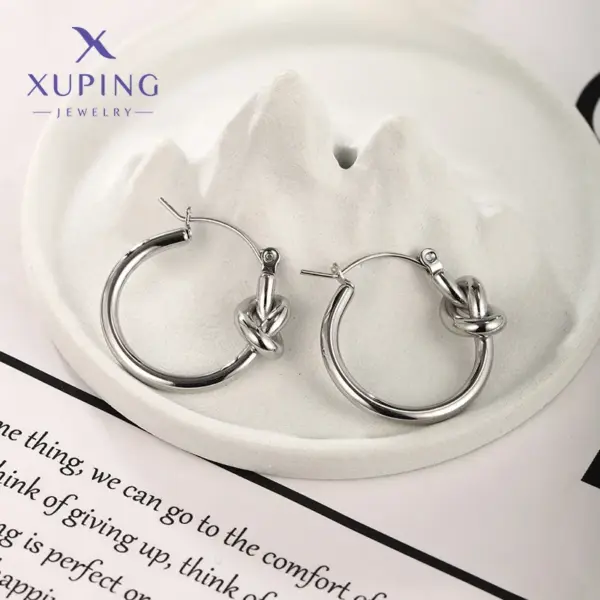 Wholesale 1 Pair Retro XUPING Simple Style Geometric Knot 304 Stainless Steel Earrings