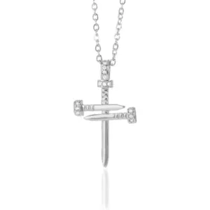 246-5 Nail Cross Necklace-Silver