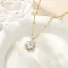 Wholesale Jewelry Simple Style Classic Style Heart Shape Copper Rhinestones K Gold Plated Vacuum Plating Inlay Stupid Chain Pendant Necklace