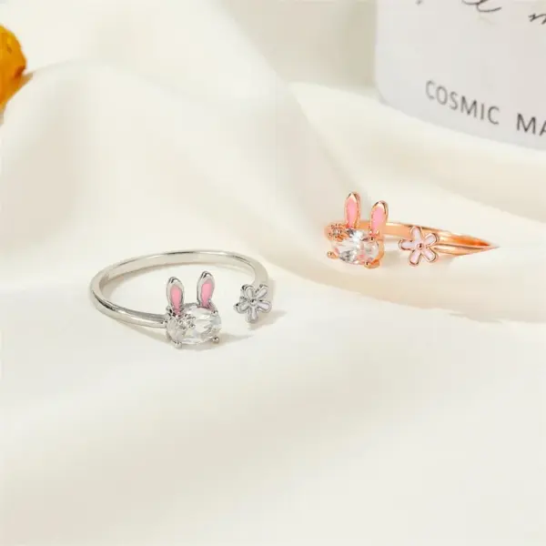 Copper Plating Rabbit Artificial Gemstones Copper Rings