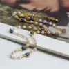 Wholesale Fashion Devil's Eye Imitation Pearl Copper Necklace Plating Copper Necklaces