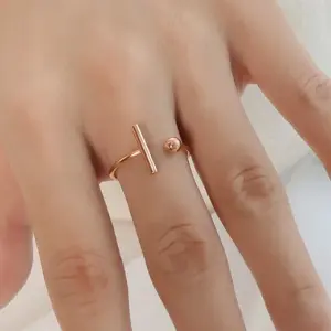 A052 Rose Gold T-Shaped Open Ring / One Size