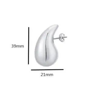 Water Drop Hollow Earrings Medium Steel CP-001 / 18K